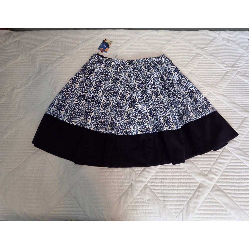 Milly For Design Nation Capri Italia Full Skirt XL NWT Blue Combo Tile Pattern